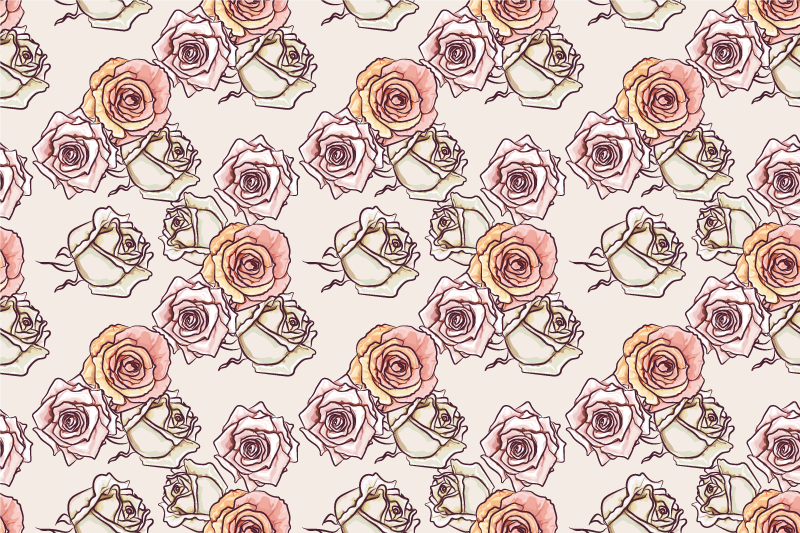 Botanical Rose Motif floral vinyl rug - TenStickers