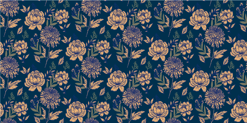 Delicate blue print floral vinyl rug - TenStickers