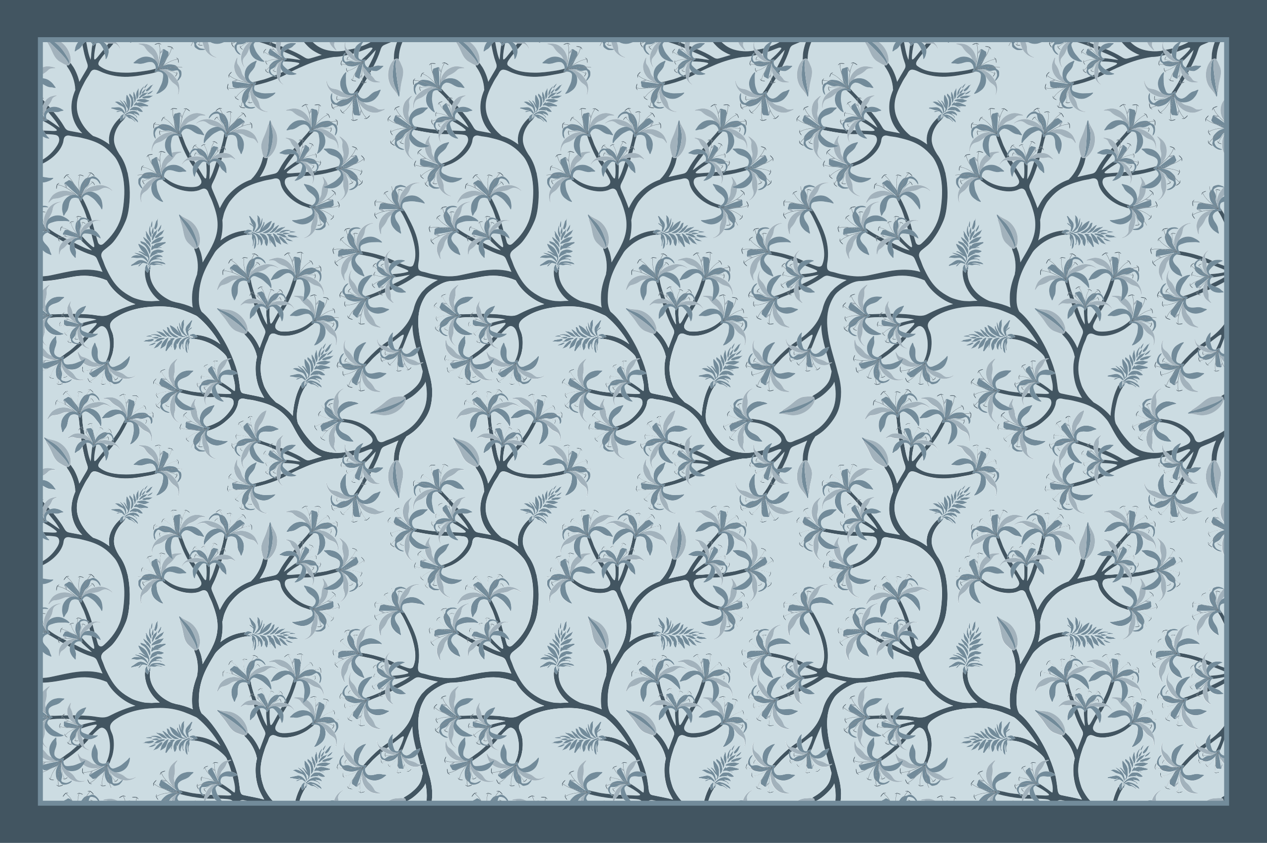 Botanical Silhouette Pattern floral vinyl rug - TenStickers