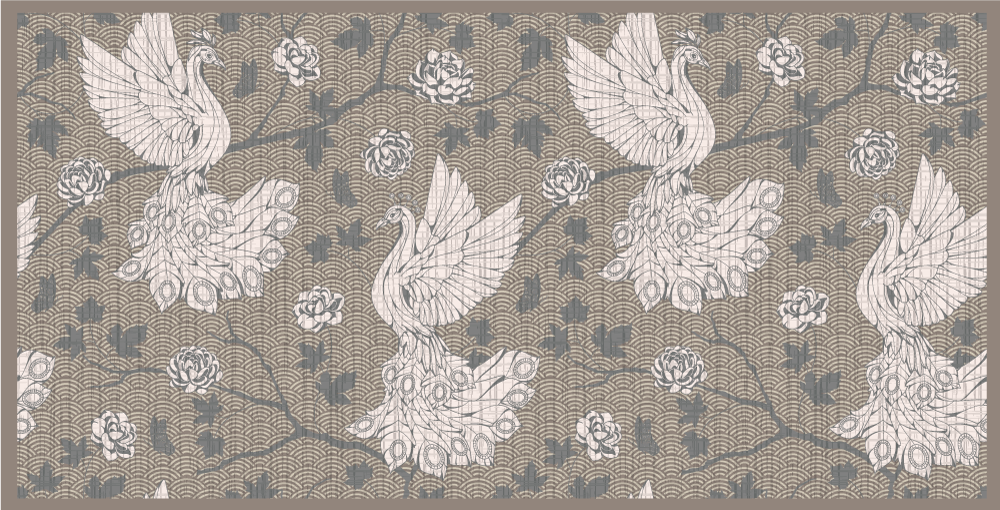 Crane Garden Scene animal vinyl rug - TenStickers