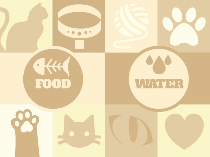 Cats water and food animal rug - TenStickers