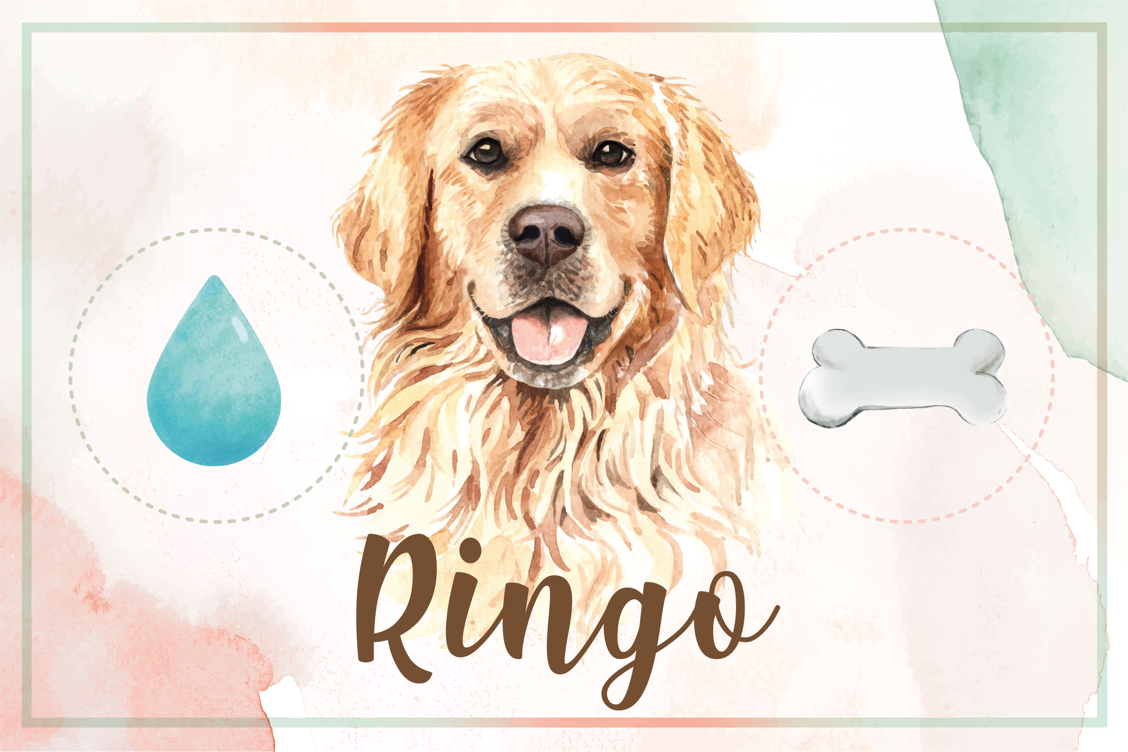 Golden retriever water and food animal rug - TenStickers