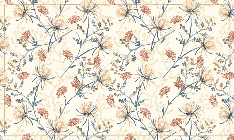 Flowers chinoiserie style roses carpet - TenStickers