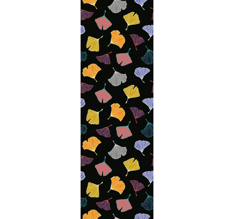 Colorful Ginkgo motif leaves wallpaper - TenStickers