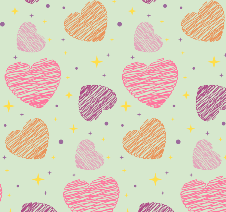 Colorful heart pattern wallpaper teenage bedroom - TenStickers