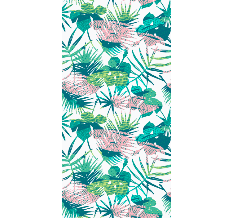 Botanical leaf burst jungle themed wallpaper - TenStickers