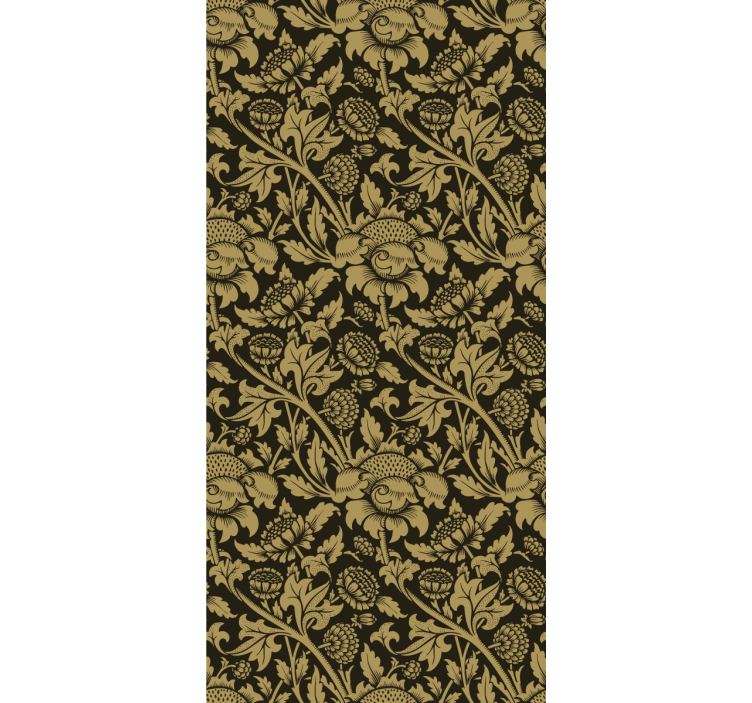 Golden greenery theme floral wallpaper - TenStickers