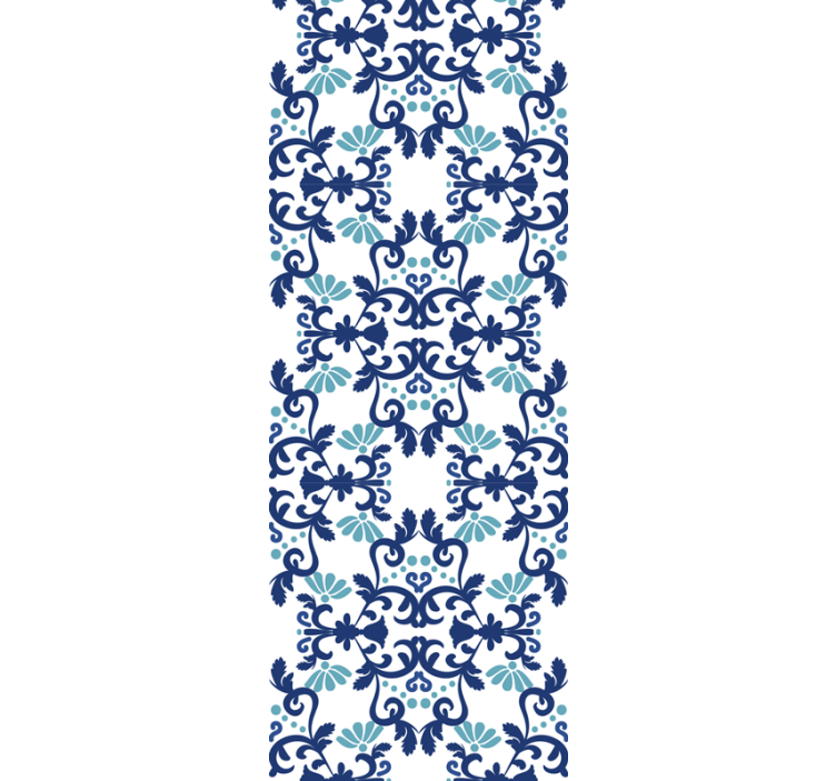 Ornate blue mosaic tile effect wallpaper - TenStickers