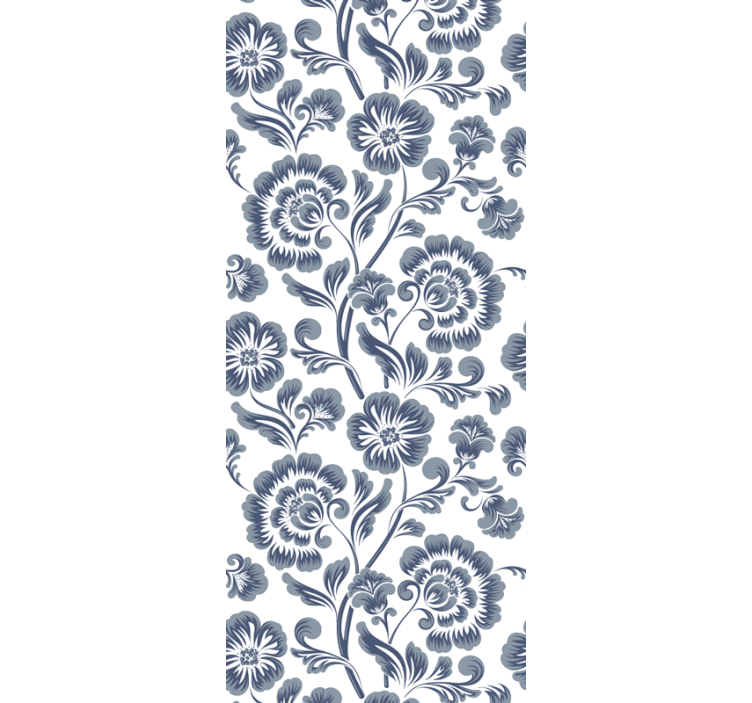 Navy elegant print floral wallpaper - TenStickers