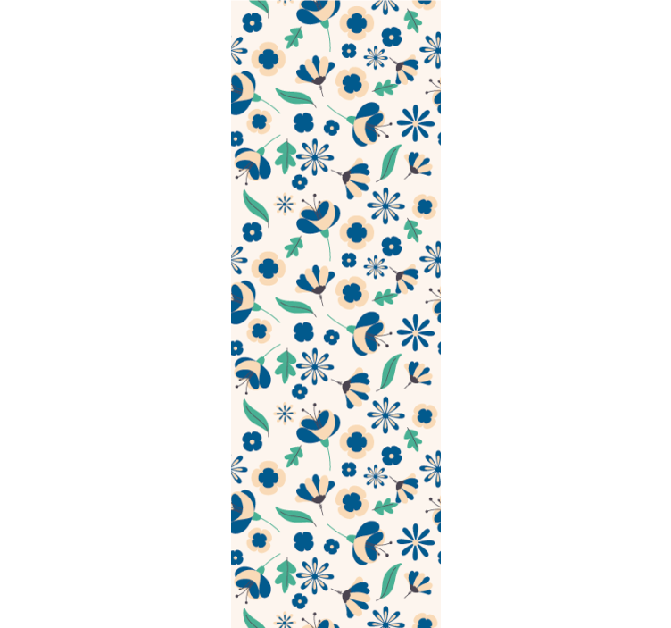 Floral Blue Pattern flowers wallpaper - TenStickers