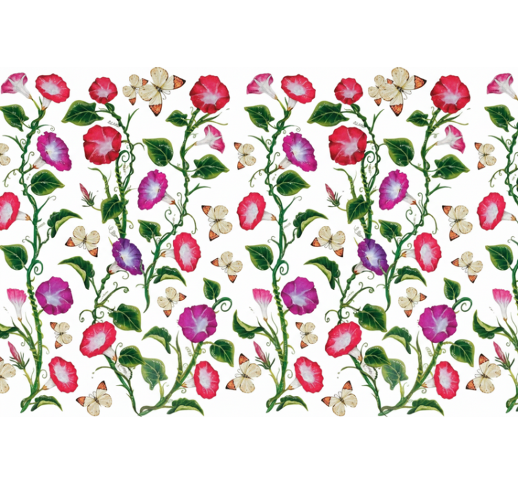 Flowers wallpaper featuring pink and purple blooms - TenStickers
