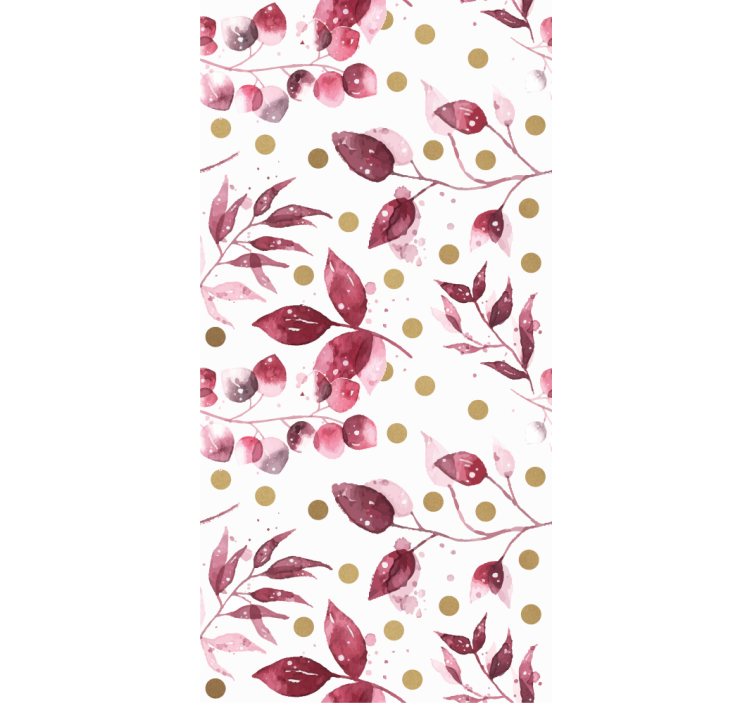 Burgundy leaves with golden dots wall paper in bedroom - TenStickers