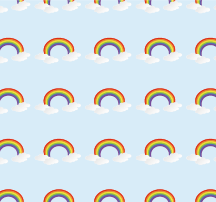 Colorful rainbow and clouds wall paper in bedroom - TenStickers