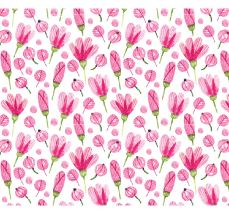 Living area wallpaper pink floral design - TenStickers