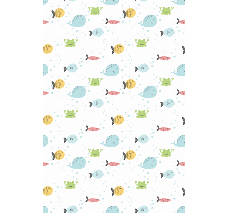 Colorful marine creatures wall paper in bedroom - TenStickers