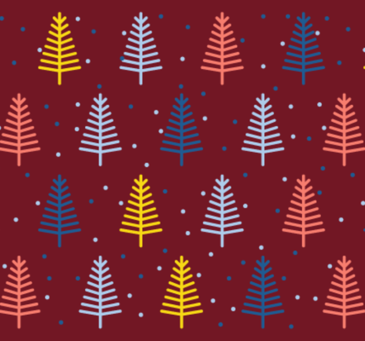 Holiday christmas wallpaper hand drawn tree pattern - TenStickers