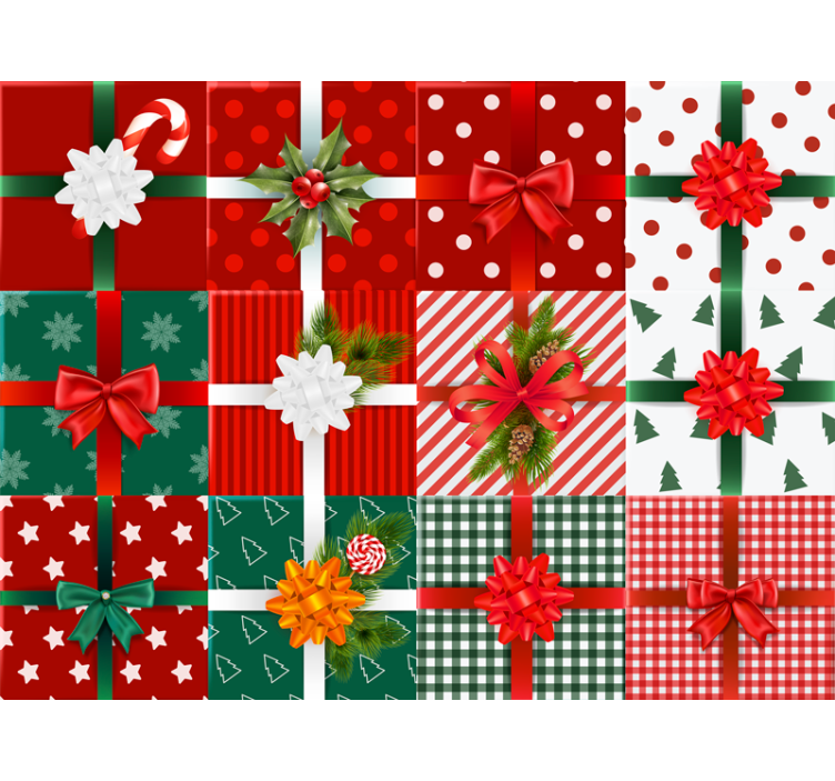 Holiday christmas wallpaper with cheerful gift designs - TenStickers