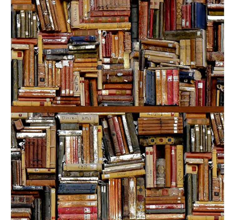 Retro wallpaper stacked books design - TenStickers