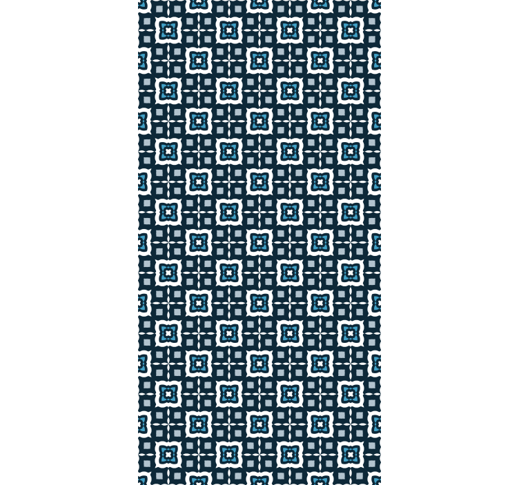 Tile effect wallpaper in white and blue mosaic - TenStickers