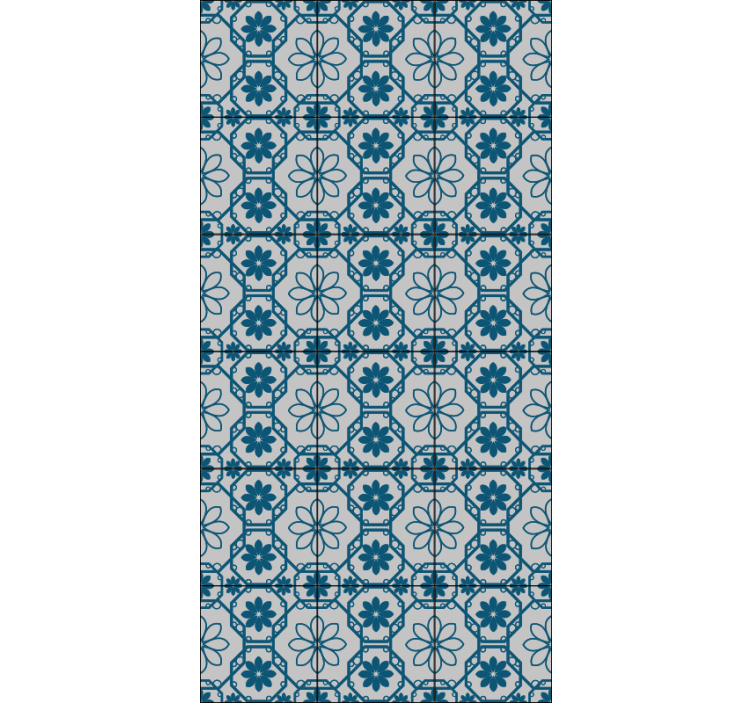 Tile effect wallpaper floral mosaic design - TenStickers