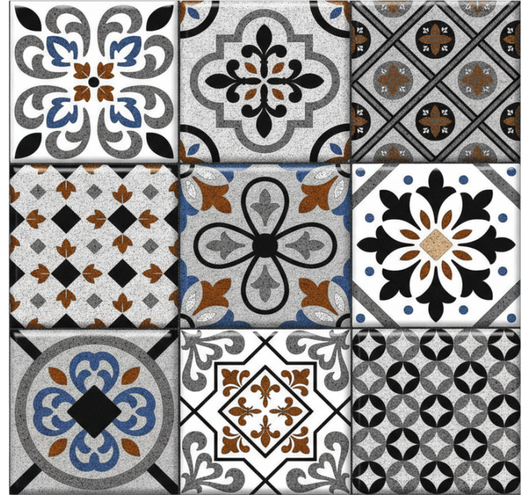 Tile effect wallpaper moroccan dark design - TenStickers