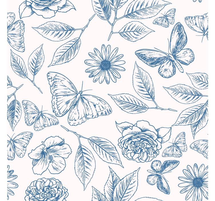 Butterflies wallpaper in floral design - TenStickers