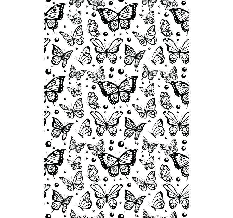Monochrome butterflies and dots wallpaper - TenStickers