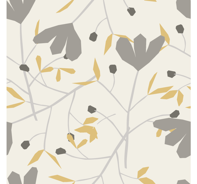 Nordic wallpaper gray and yellow flowers - TenStickers