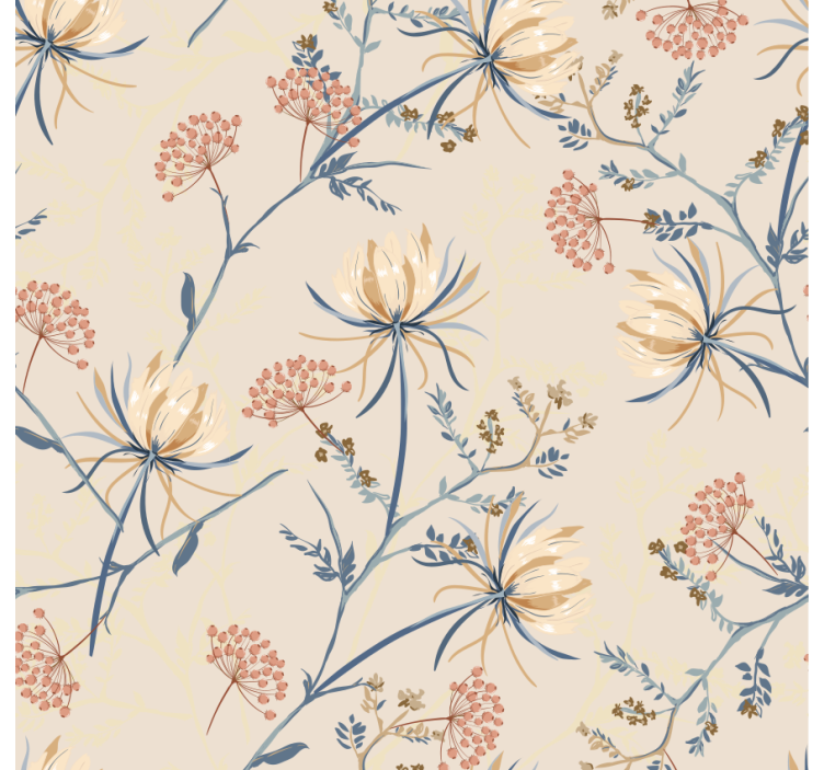 Living area wallpaper floral pattern details - TenStickers