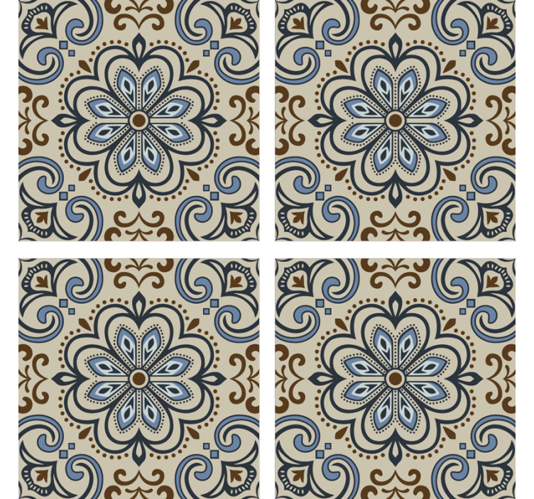 Floral tile tile effect wallpaper - TenStickers