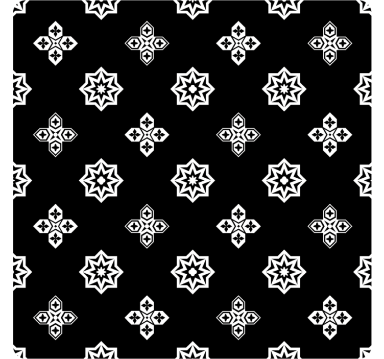 Tile effect wallpaper black and white vintage pattern - TenStickers