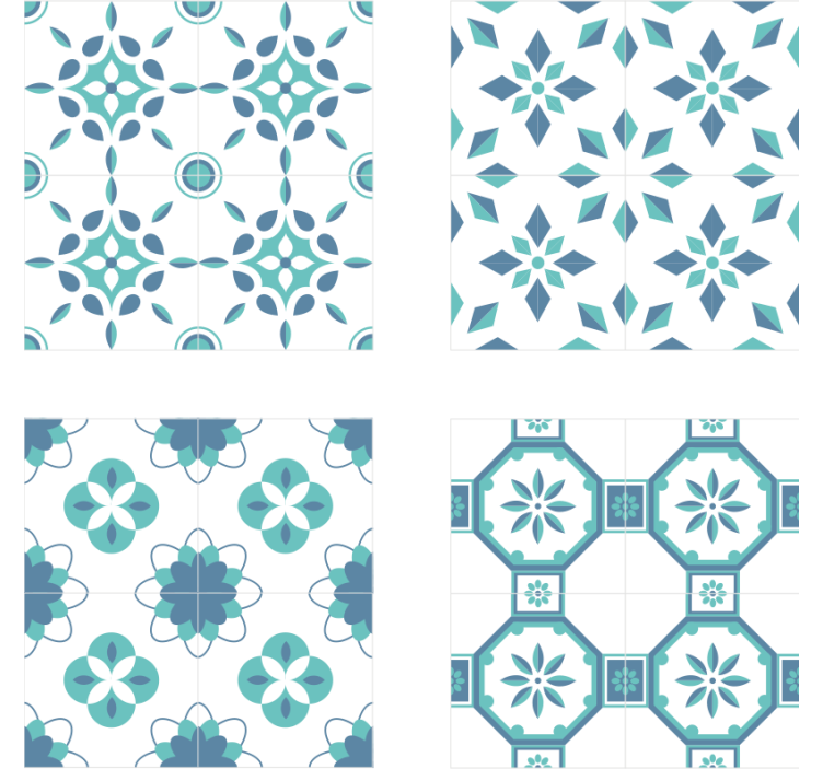 Floral tile pattern tile effect wallpaper - TenStickers