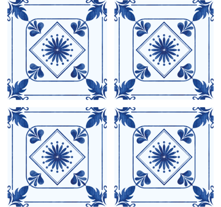 Tile effect wallpaper elaborate floral arrangement - TenStickers