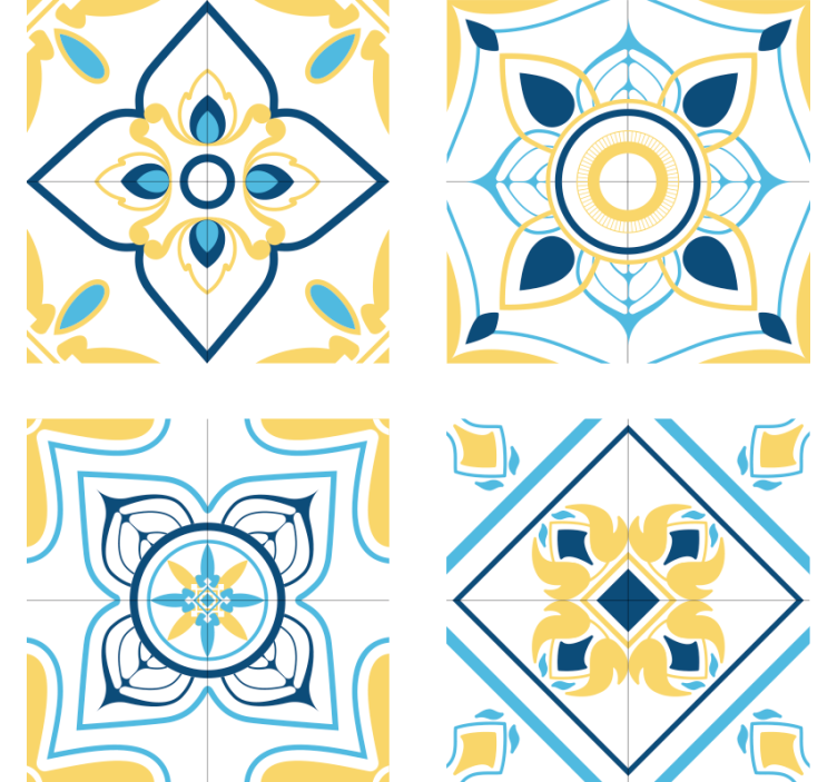 Tile effect wallpaper with geometric tile designs - TenStickers