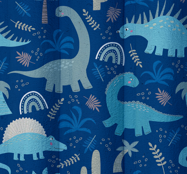 Dinosaurs wallpaper in blue shades - TenStickers
