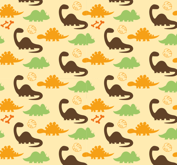 Dinosaurs wallpaper in beige background - TenStickers