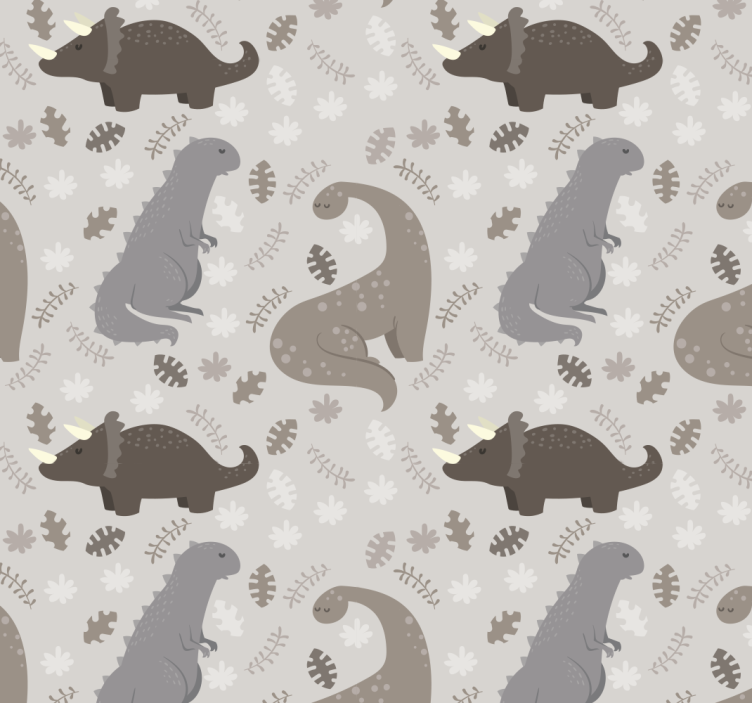 Dinosaurs wallpaper in grey pattern - TenStickers