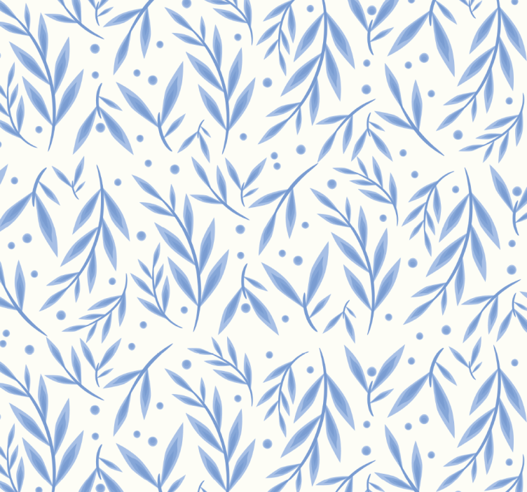 Bathroom wallpaper in blue and white pattern - TenStickers