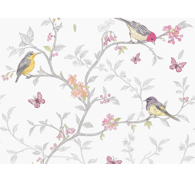 Master bedroom wallpaper birds on branches - TenStickers