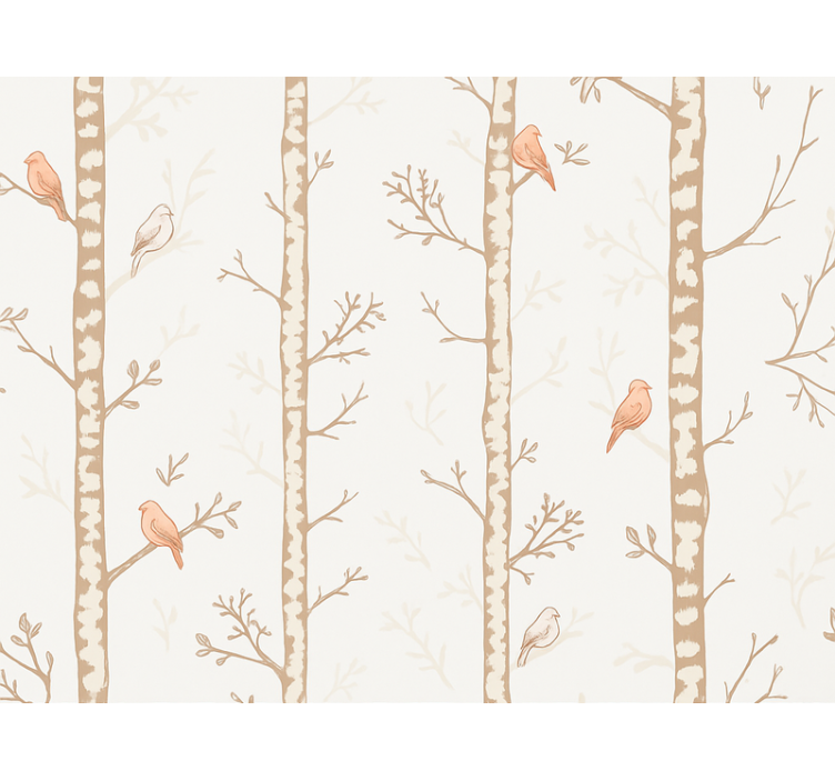 Wallpaper childrens room birds and trees design - TenStickers