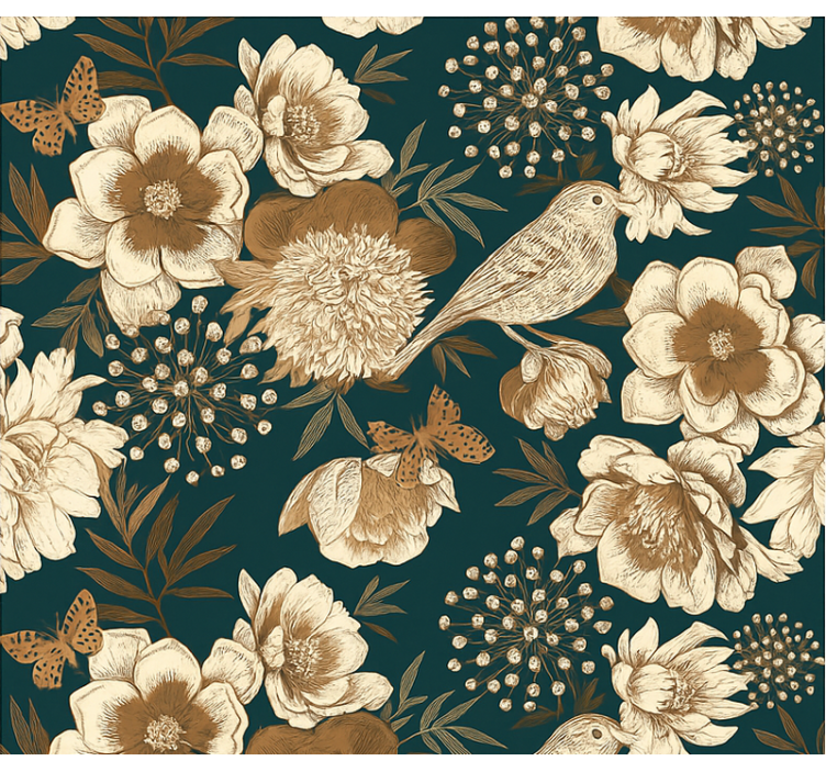 Birds in wallpaper vintage botanical chinoiserie - TenStickers