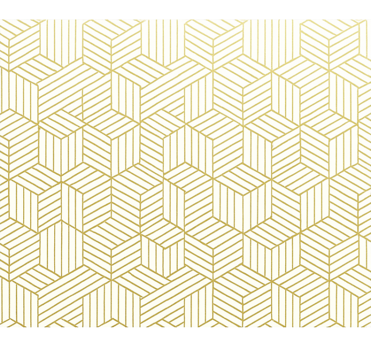 Wallpaper squares gold foil geometric cubes - TenStickers