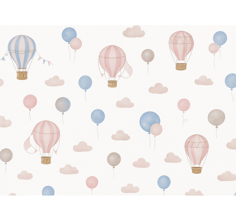 Nursery room wallpaper pastel dream balloons - TenStickers