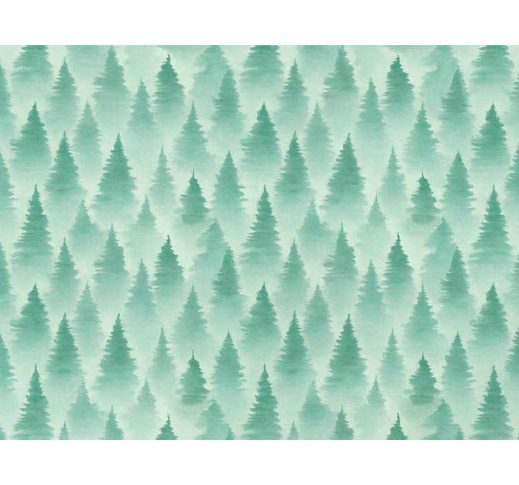 Landscape wallpaper misty pine forest - TenStickers