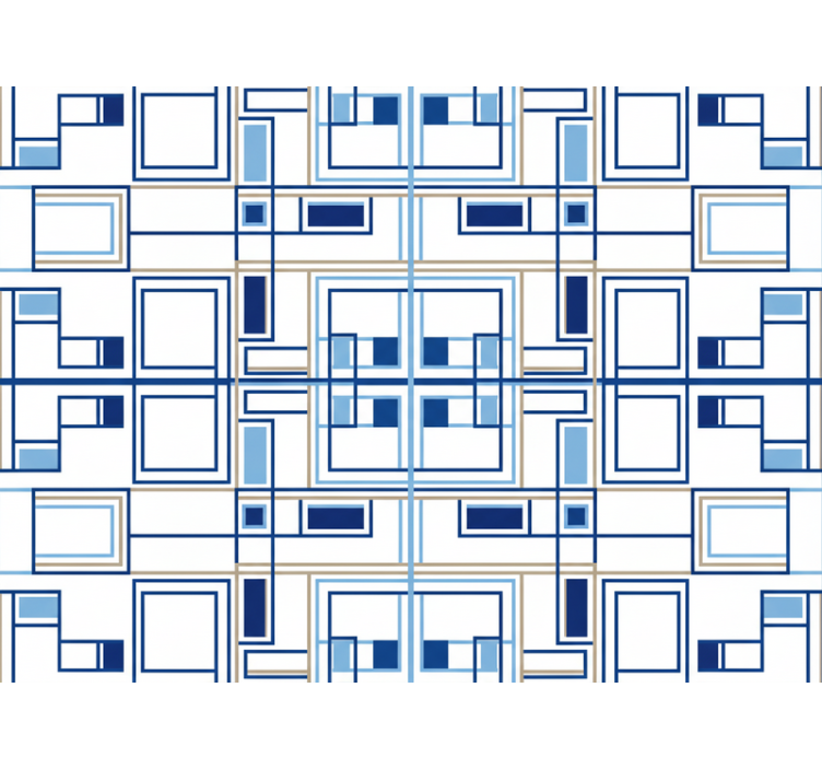 Wallpaper squares geometric blue shapes - TenStickers
