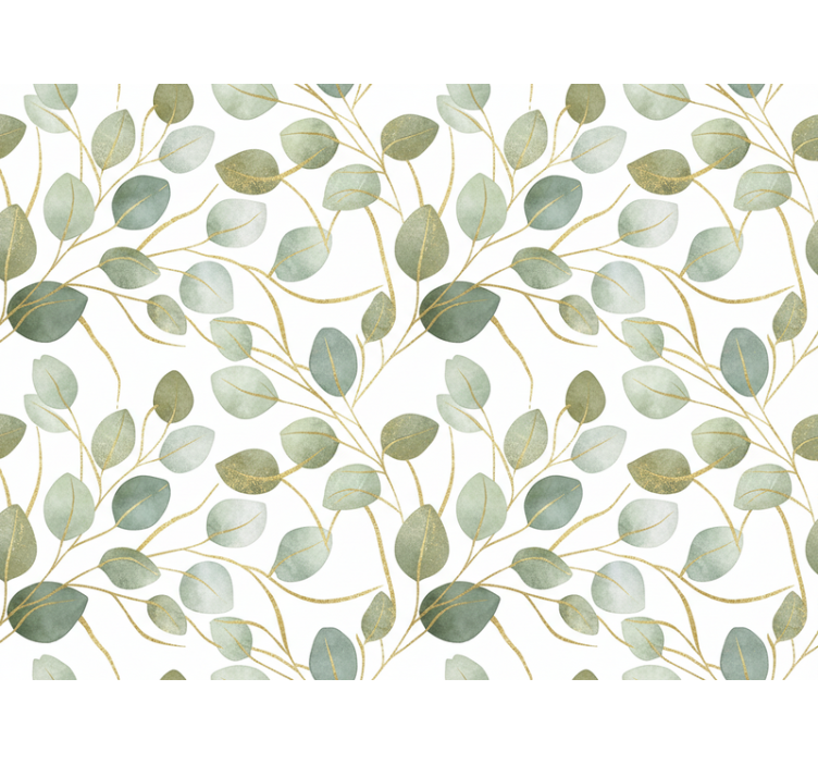 Leaves wallpaper eucalyptus gold shimmer - TenStickers