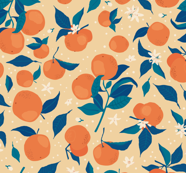 Oranges Blossom kitchen wallpaper - TenStickers