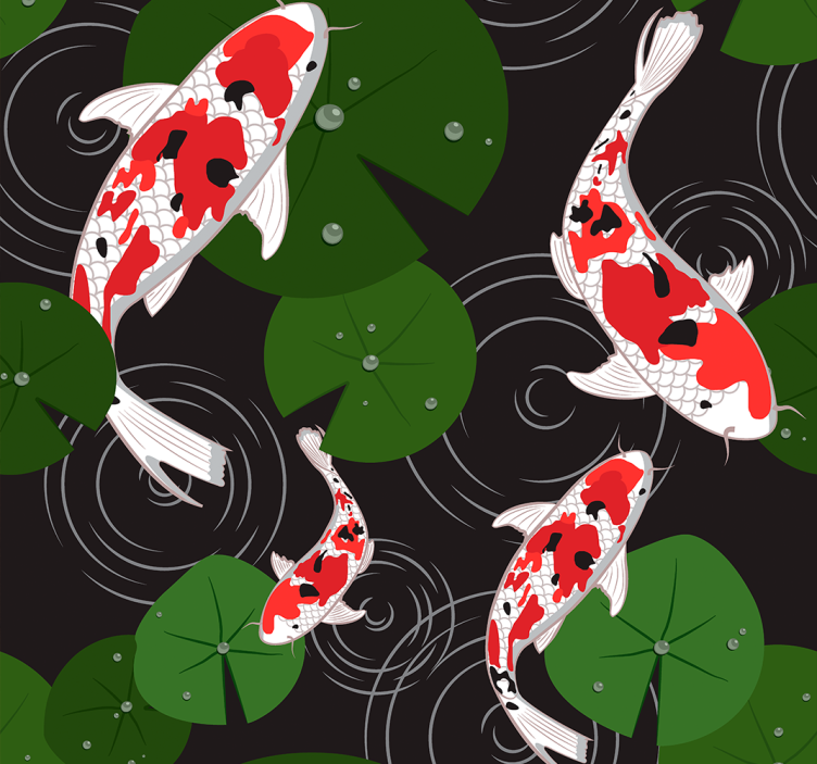 Koi Pond Scenery fishes wallpaper - TenStickers