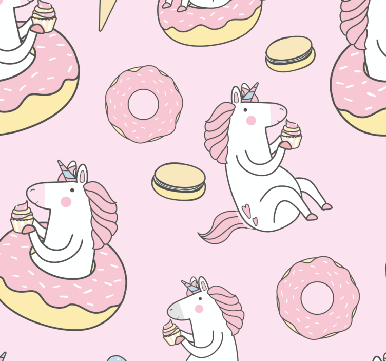 Unicorns eating treats animal wallpaper - TenStickers