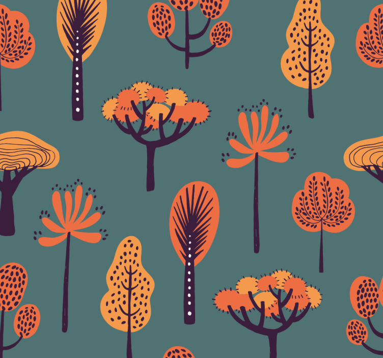 Stylized Botanical Motifs tree wallpaper - TenStickers